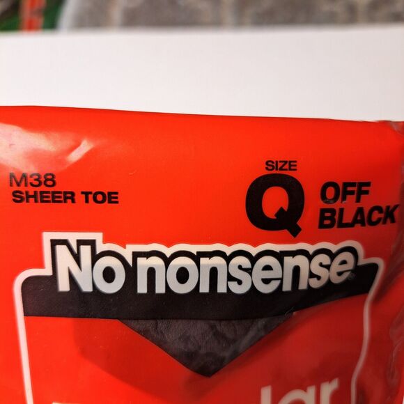 NOS No Nonsense Regular PANTYHOSE WOMENS Size Q M38 SHEER TOE OFF BLACK VINTAGE - Picture 3 of 4